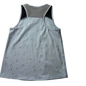 OISELLE Racerback Tank Top Athletic Running Yoga Light Blue w Gray Birds Print